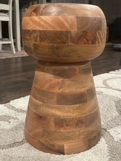 Solid Wood Mushroom Side Table Stool