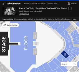 Sold Out Pierce the Veil ticket Petco Park 9/12/26