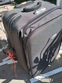 Large Gray Softside Rolling Luggage Suitcase