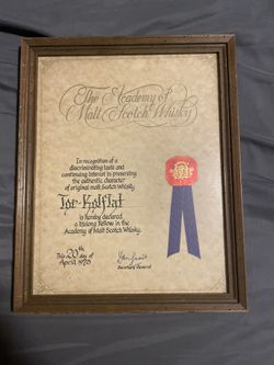 Vintage Scotch Whisky Certificate 