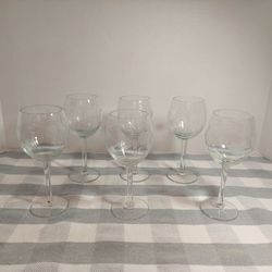 Wine Glasses Floral Etched Pattern Set of 6