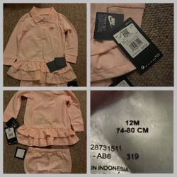 BNWT N•••I•••K•••E 12 Month Old Pink 2 Piece Dress With Bloomers 