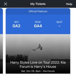 Harry Styles Concert Los Angeles Oct. 28-29 Floor 