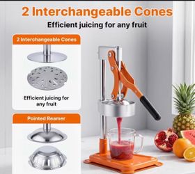 Large Professional Juicer, Hand Juicer Squeezer, Commercial Grade Citrus Juicer, Food-Grade, Stainless Steel Body, High Juice Yield, Labor Saving Hand
