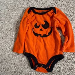 Baby's Halloween Orange and Black Onesie Size 6-9M 