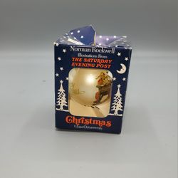 Norman Rockwell "Santa at the Map" CLASSIC Glass Ball Christmas Ornament w Box