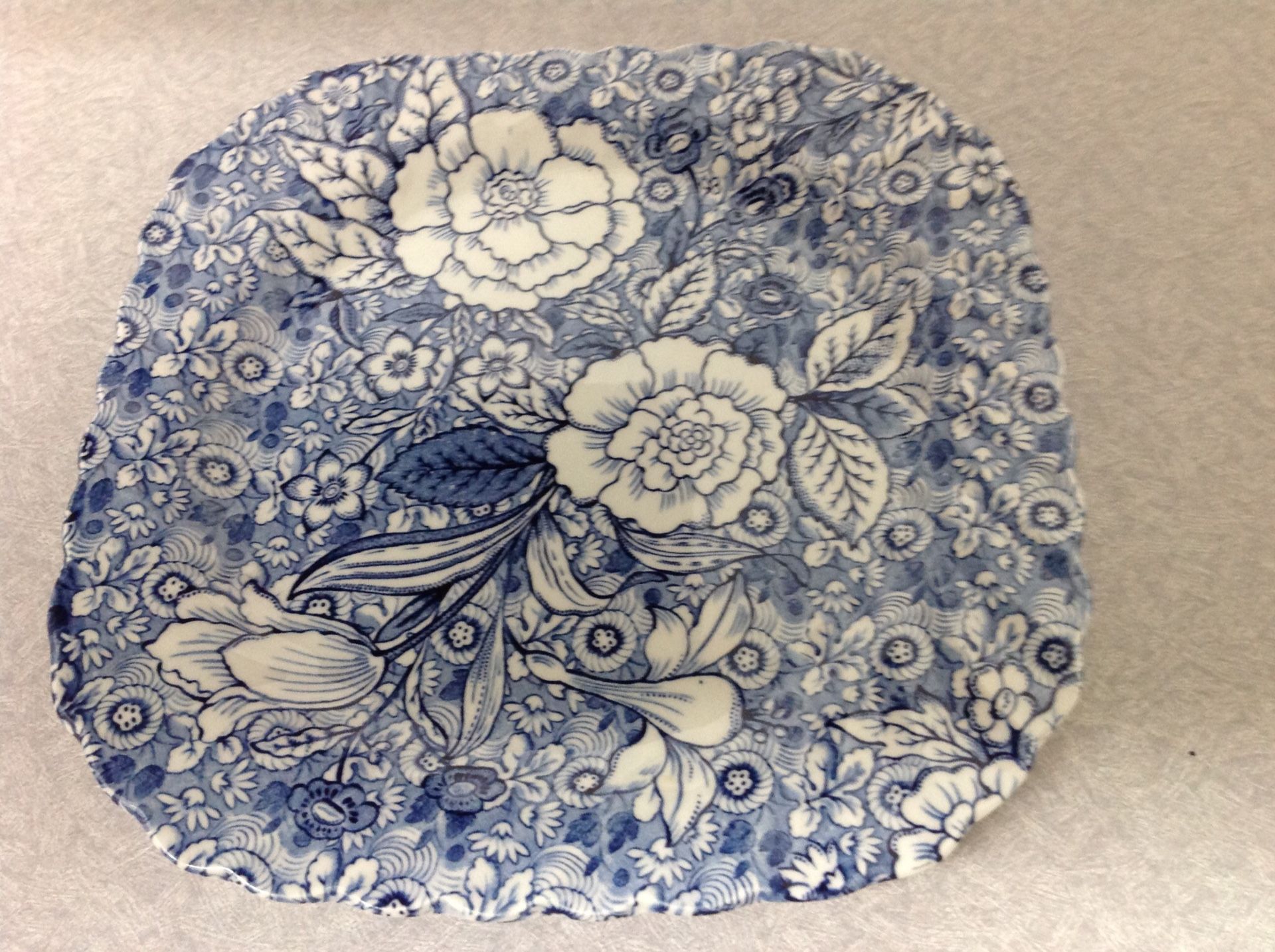 Vintage Tiffany & Co. Johnson Brothers Blue Chintz Liberty square salad plates