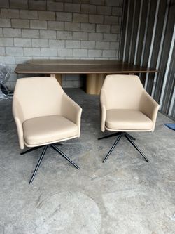 ✨ Light Taupe Leatherette Swivel Armchairs (Set of 2) ✨ ($10 Delivery )