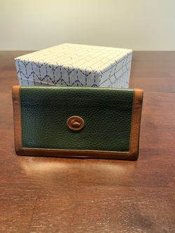 Vintage Dooney and Bourke Hunter Green and Brown Leather Checkbook Cover