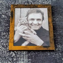 Johnny Cash with Kitten Framed Print 8.5" x 11"