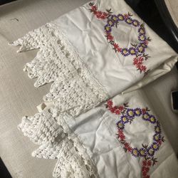 Pair Of handmade 1930s Pillowcases