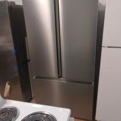 New 3 Doors Fridge Stainless Steel 36x69  Ice Maker 