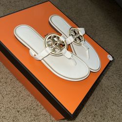 Tory Burch Gold & White Sandals