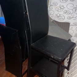 6 leather armless chairs. 