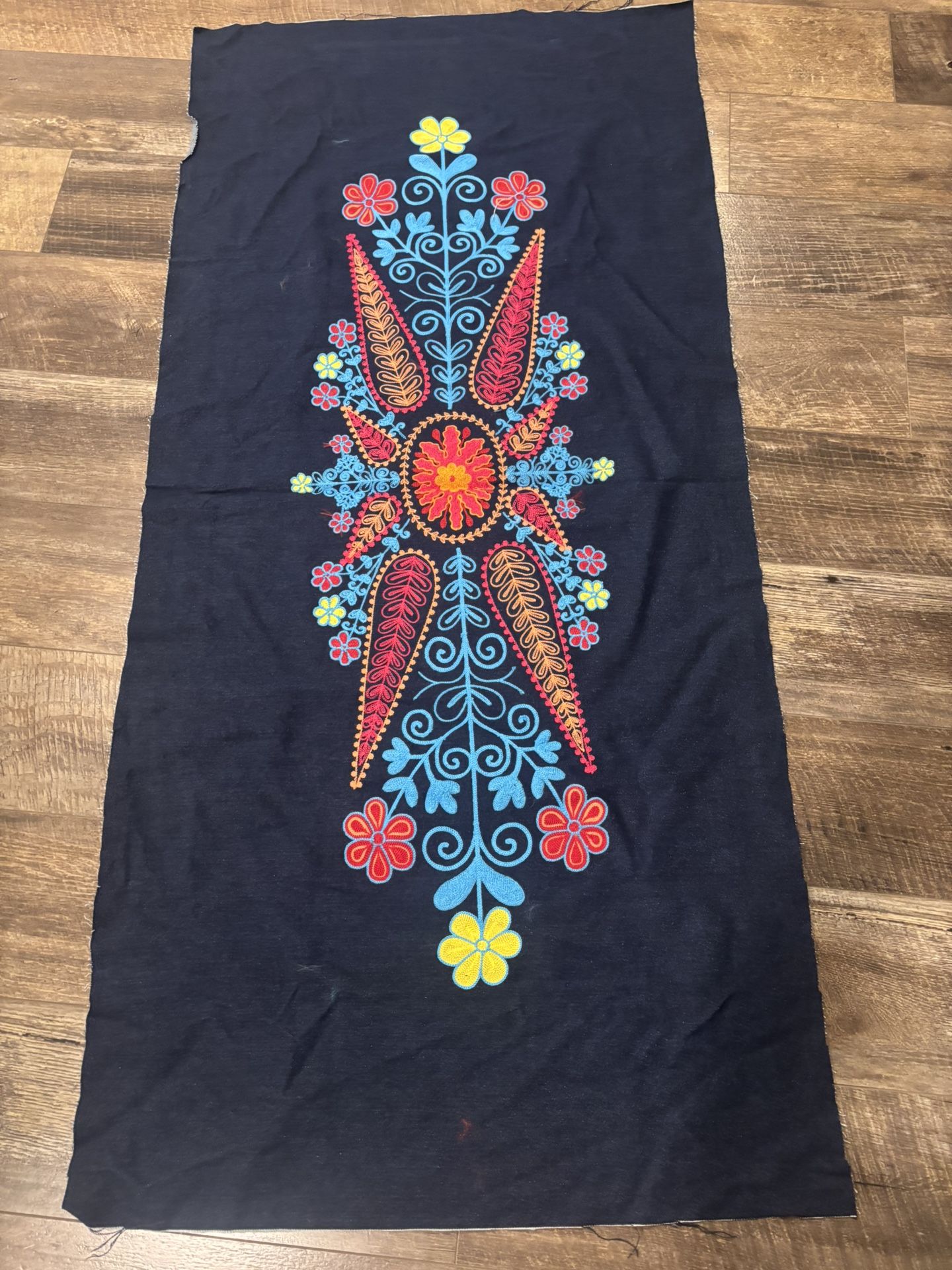 Embroidered Fabric For Bench Project 