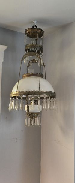 Vintage Crystal Chandelier Oil Lamp