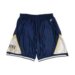 VINTAGE NIKE SHORTS LARGE L MENS BLUE SATIN SHINY SWOOSH BASKETBALL TRAVIS 90s