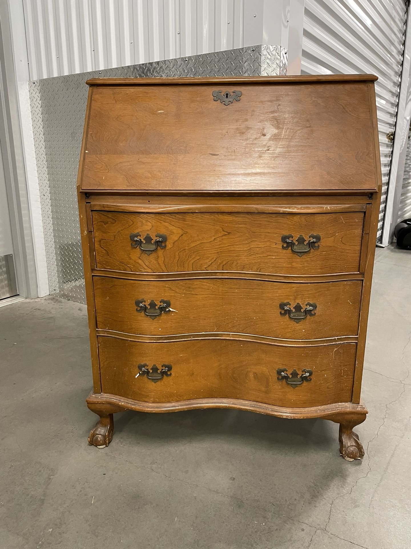 Vintage Curved Drop Front Secretary