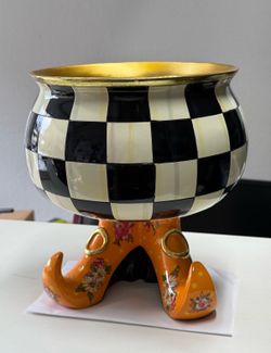 Mackenzie Childs Retired Flower Market Courtly Check Cauldron