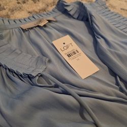 Light Blue Sleeveless Loft Blouse 