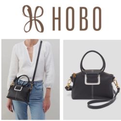 HOBO Sheila Top Zip Butter Leather Crossbody in Black