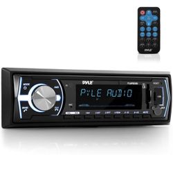 yle Marine Bluetooth Stereo Radio - 12v Single DIN Style Boat In dash Radio Receiver System with Built-in Mic, Digital LCD, RCA, MP3, USB, SD, AM FM R