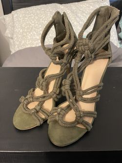 Olive Green Strappy Rope Heels 