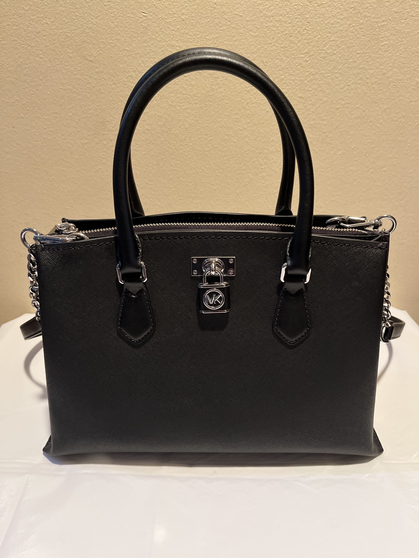 Michael Kors Ruby Medium Saffiano Leather Satchel in black