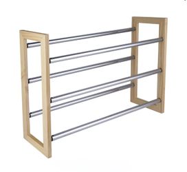 👟👠 Expandable 3-Tier Shoe Rack • Wood & Metal • Holds ~21+ Pairs 🏡✨