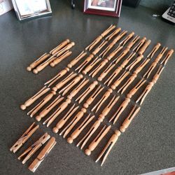Vintage Old Wooden Clothes Pins