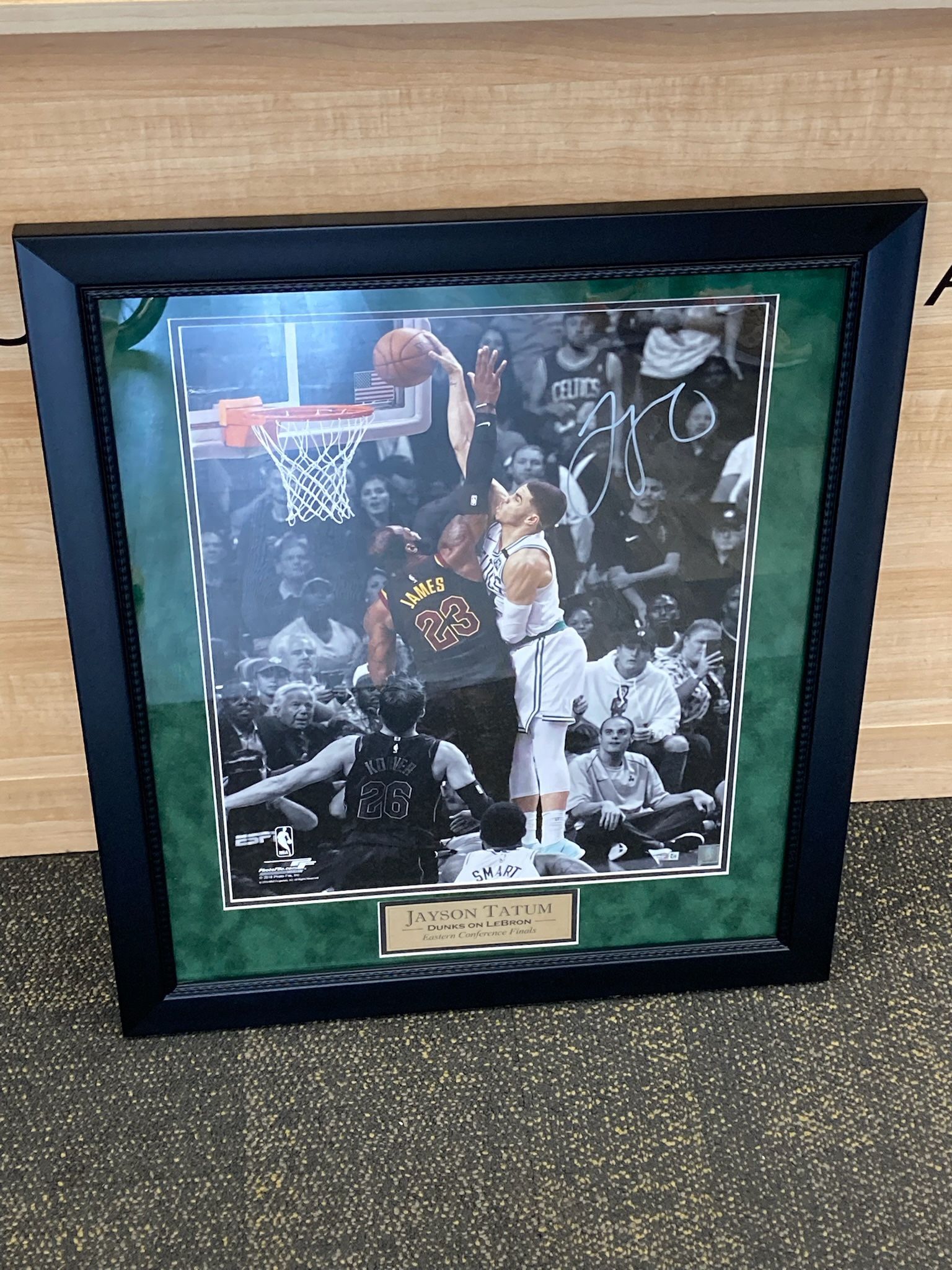 Jayson Tatum Celtics Signed Dunk Over LeBron James Spotlight 16x20 Fanatics