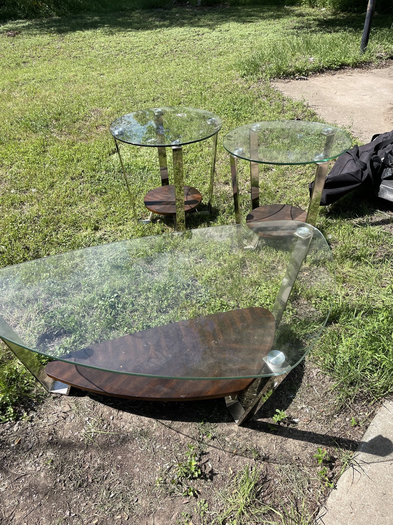 Glass End Tables And Coffee Table