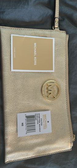 Michael Kors Leather Gold Clutch