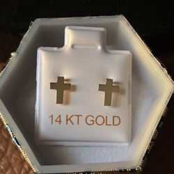 14K Cross Earrings 