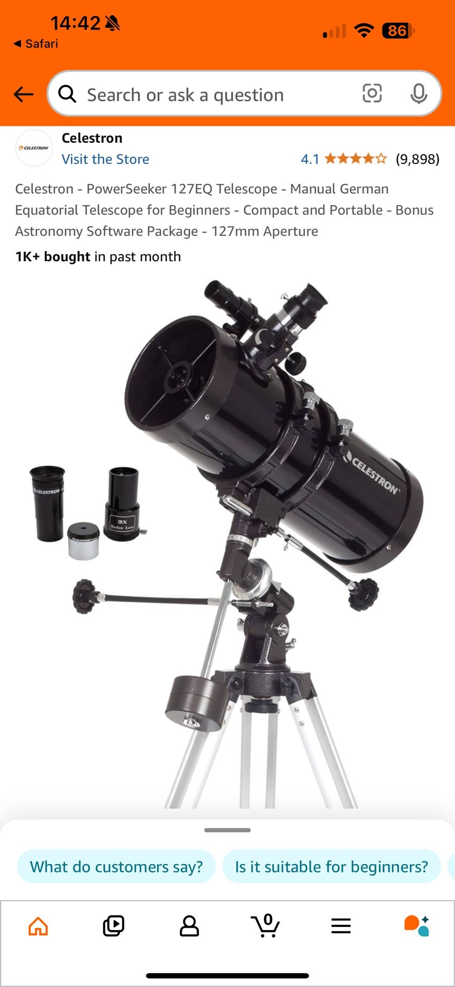 Celestron Telescope 127EQ Powerseeker