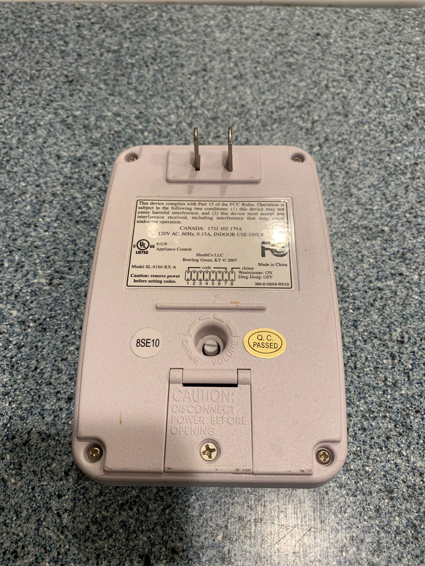 HEATHCO SL-6166-RX-A WIRELESS DOOR BELL CHIME ONLY NO REMOTE