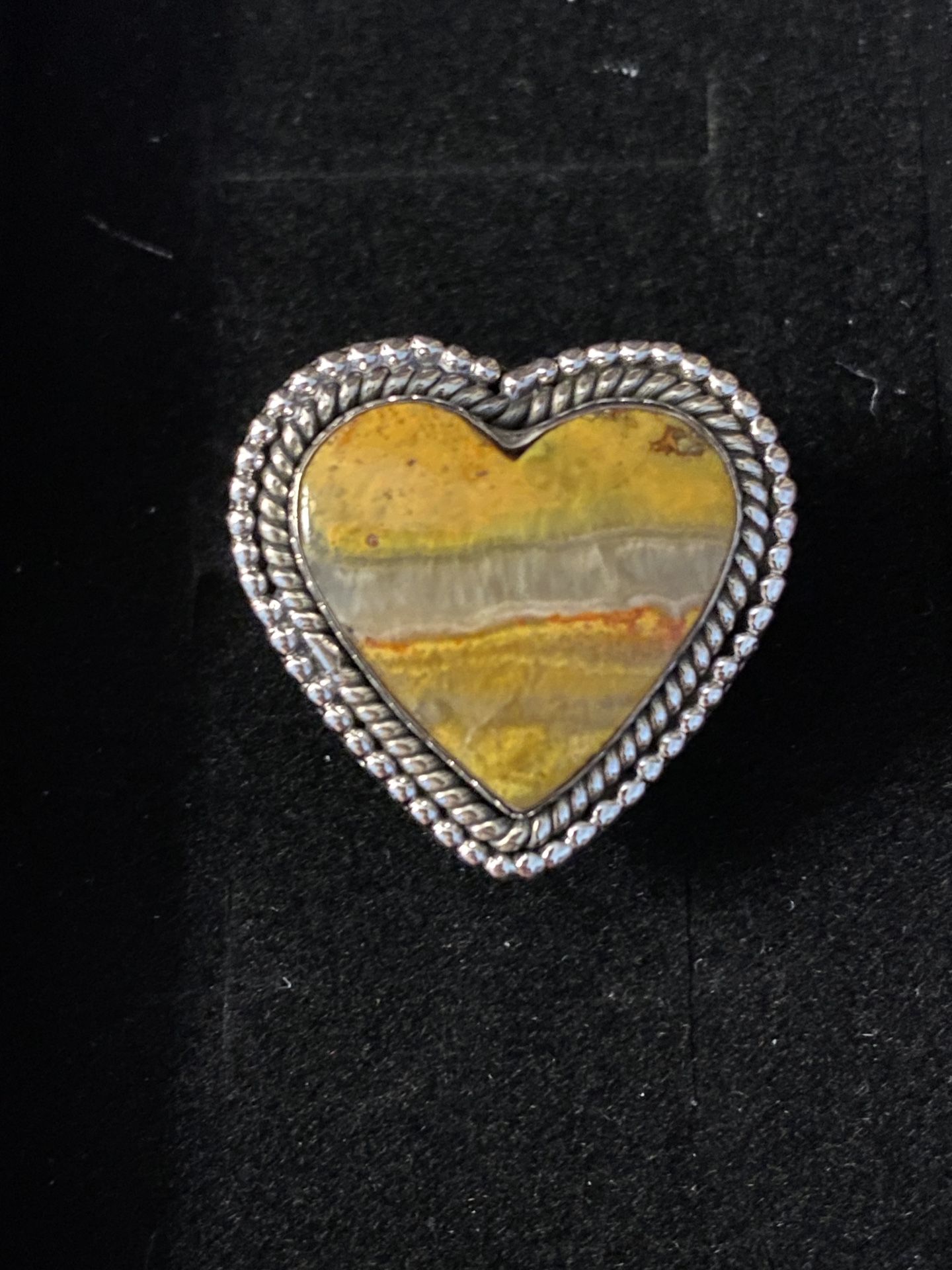 Bumble Bee Jasper 925 Ring Size 9 Heart
