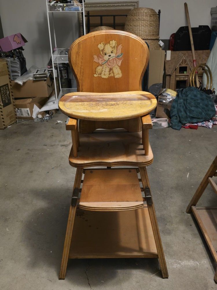 Antique Wood High Chair