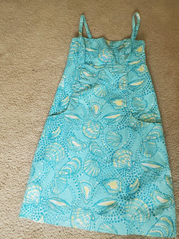 Lilly Pulitzer Teal Seashell Dress, Size 8