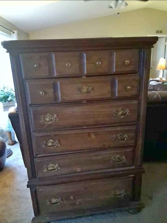 Tall Boy Dresser, Chest Of Drawers 6 Drawer, Real Wood, Sturdy Bedroom Furniture 