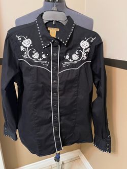 Western snap women xl lg sleeve embroidered shirt Alan Jackson