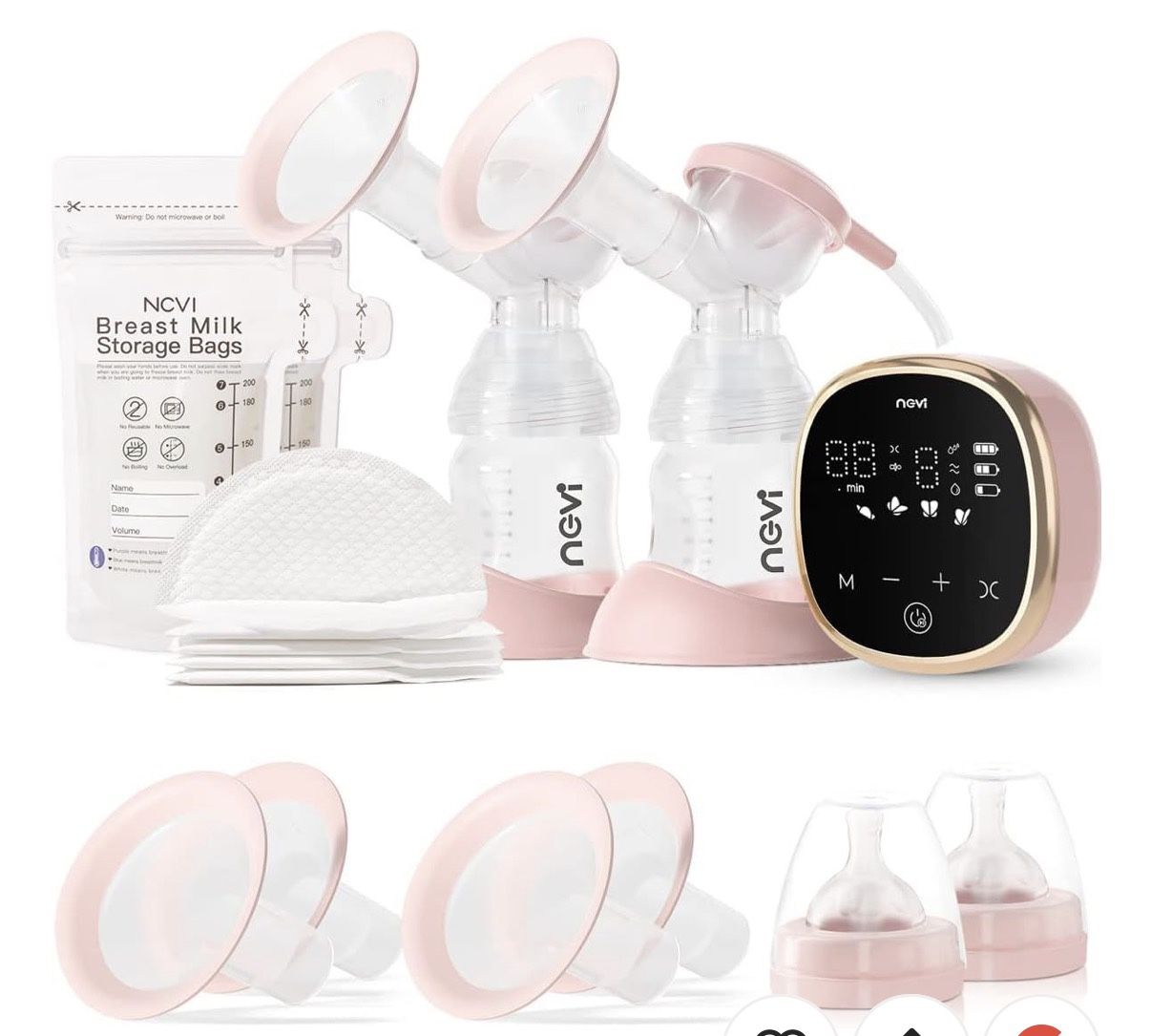 NCVI Double Electric  Pump 8782, Portable Anti-Backflow, with 4 Size Flanges, 4 Modes & 9 Levels, LED Display,