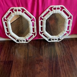 Home Interior Wall Decor Set White  Mirrors Original Paint No Chips Or Broken In Good Condition 