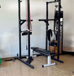 Power Rack with Adjustable Weight Bench