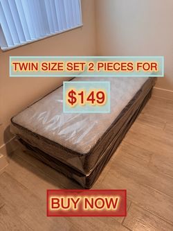 NEW TWIN SIZE 38x75” MATTRESS AND BOX SPRING-2pcs