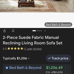 Brown Suede Recliner Couch 