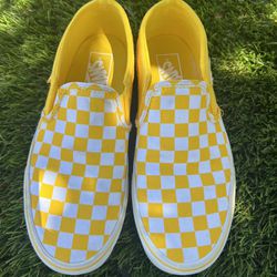 Yellow Checkered Vans Size 8