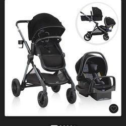 Evenflo Pivot Xpand Double Stroller With Car seat  
