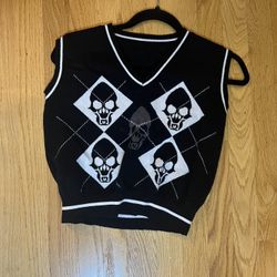 Large black skull sweater vest 