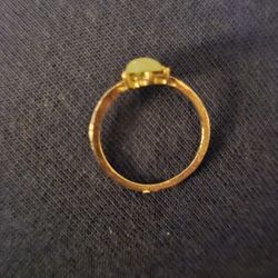 24k Gold Engagement Ring With 3 Carat Opal Gemstone